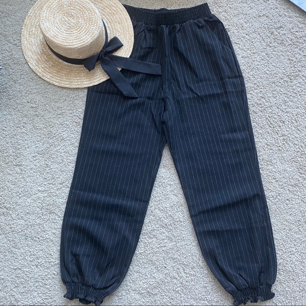 Black Jogger with White Stripe